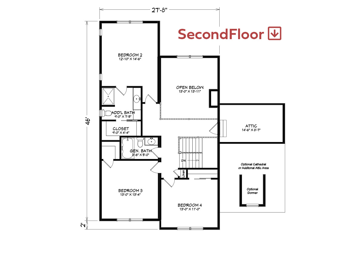 Stockbridge-Plan-SecondFloor WMH Stockbridge Model Modular Home second floor plan example